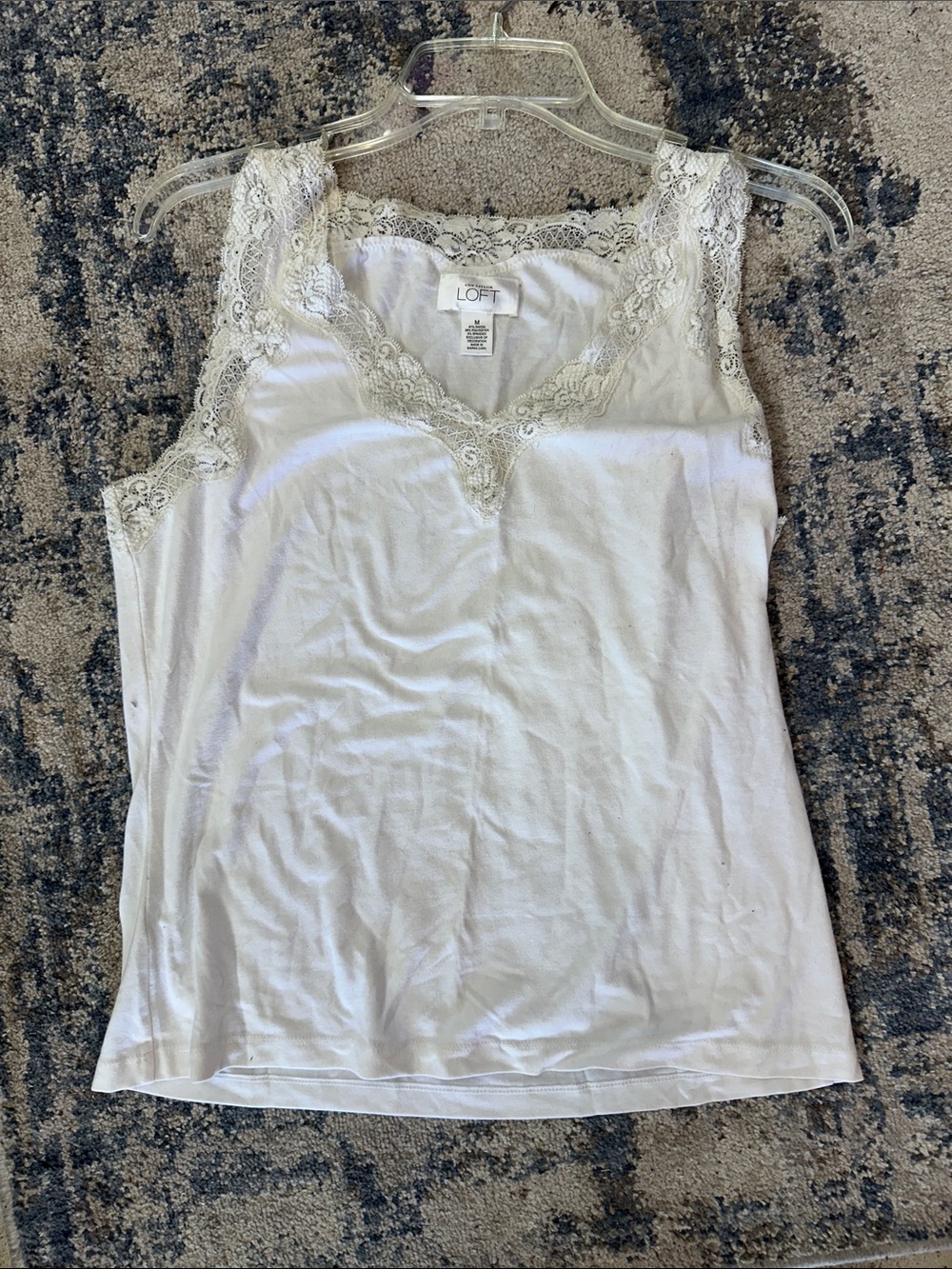 LOFT White Lace-Trim V-Neck Camisole
